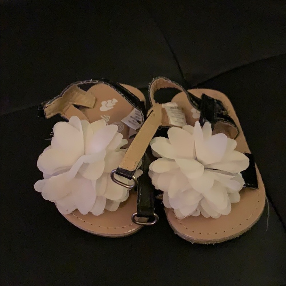 Black brown and white sandals